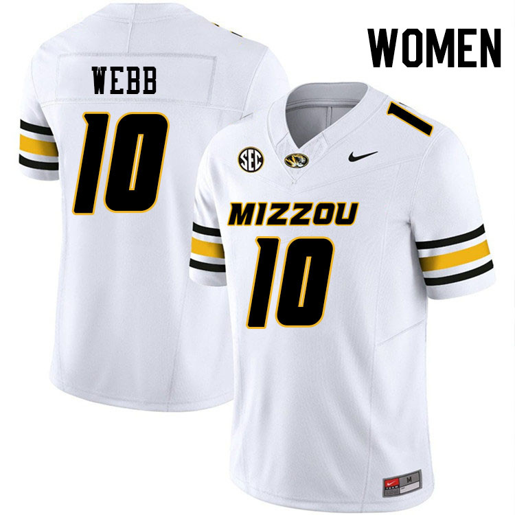 Women #10 Sterling Webb Missouri Tigers College Football Jerseys Stitched-White